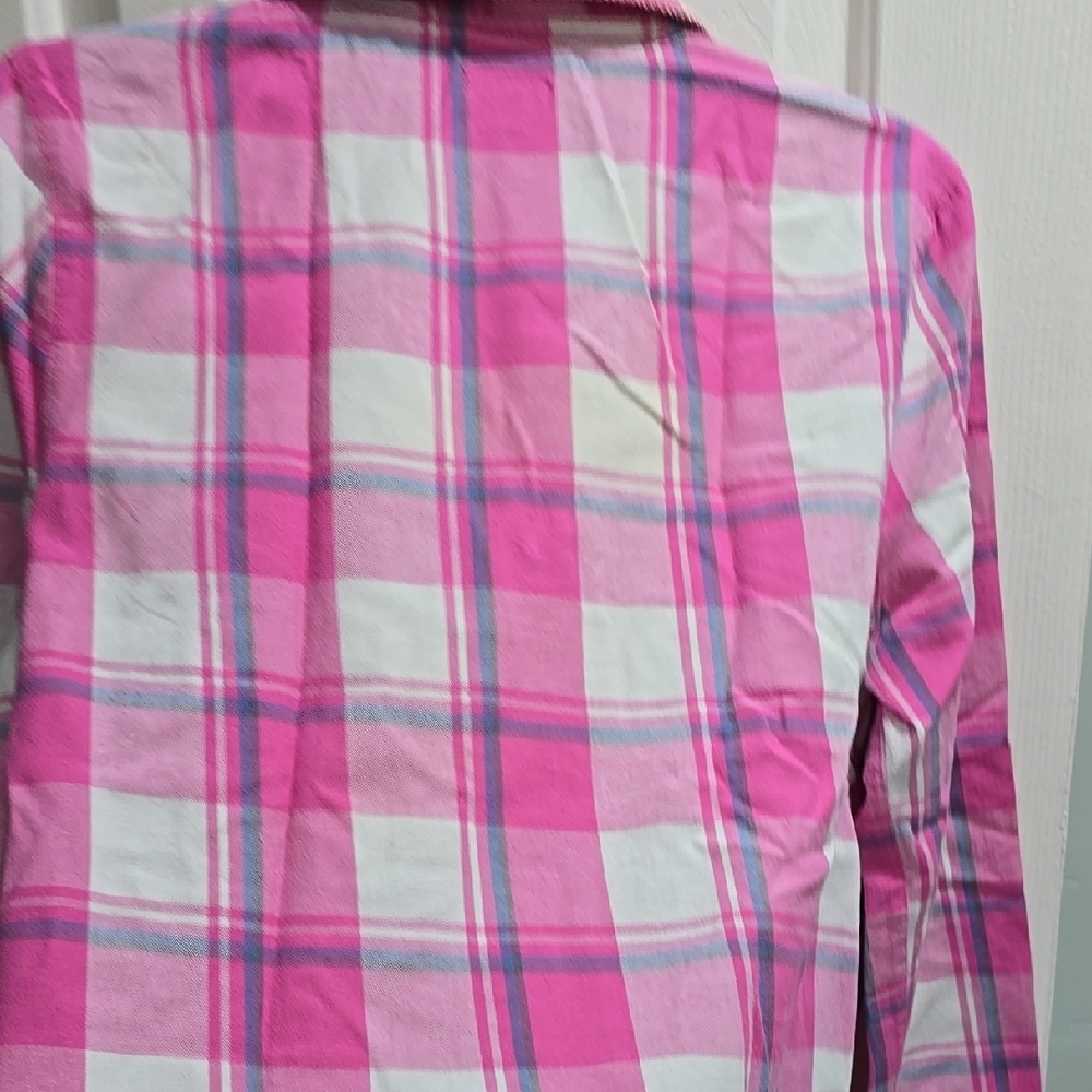 Wild & Free Pink and White Plaid Button-Up Shirt Woman's Size M - Picture 12 of 14